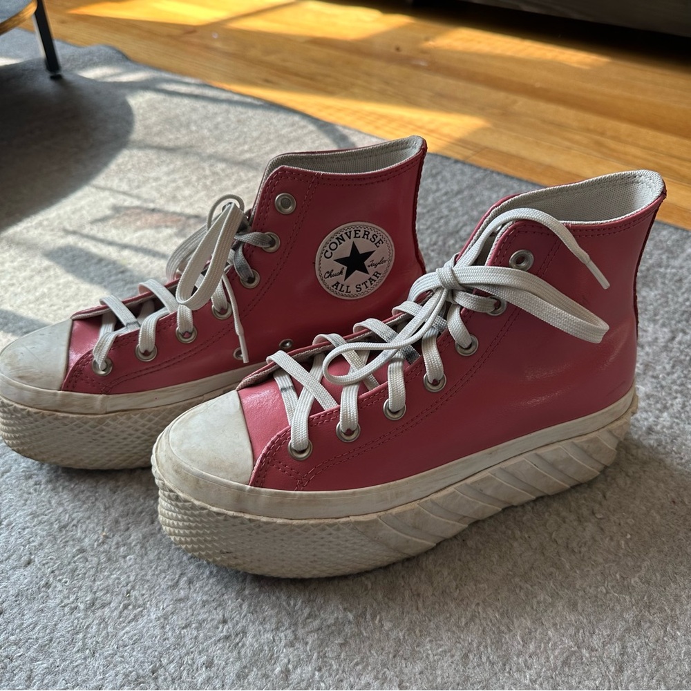 Pink Metallic Platform Converse - image 1